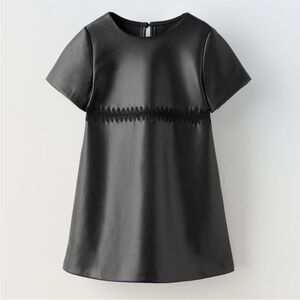 ZARA FAUX LEATHER EMBROIDERED DRESS